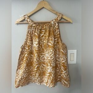 Christian Siriano Linen Tropical Print Sleeveless Blouse Size Small EUC